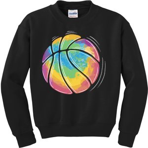 Rainbow Basketball Sport Kids Sweatshirt