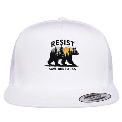 Resist Bear Save Our Parks Wildlife Protection Flat Bill Trucker Hat