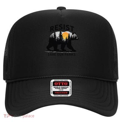 Resist Bear - Save Our Parks Wildlife Protection Women High Crown Mesh Back Trucker Hat