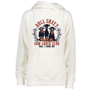 Retro Bull Sheet Cow Lover Club Funny Pumpkins Halloween Womens Funnel Neck Pullover Hood