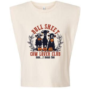 Retro Bull Sheet Cow Lover Club Funny Pumpkins Halloween Garment-Dyed Women's Muscle Tee