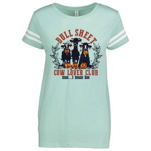 Retro Bull Sheet Cow Lover Club Funny Pumpkins Halloween Enza Ladies Jersey Football T-Shirt