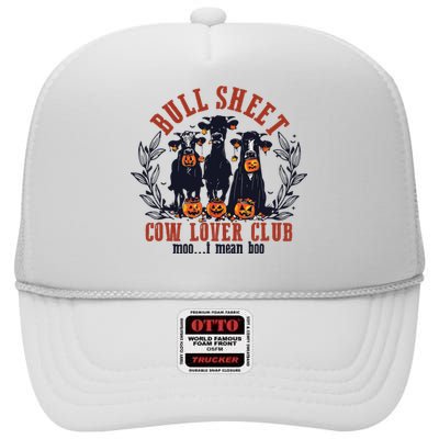 Retro Bull Sheet Cow Lover Club Funny Pumpkins Halloween High Crown Mesh Back Trucker Hat