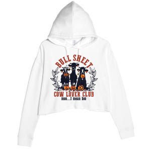 Retro Bull Sheet Cow Lover Club Funny Pumpkins Halloween Crop Fleece Hoodie