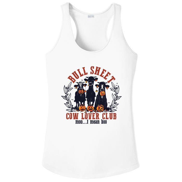 Retro Bull Sheet Cow Lover Club Funny Pumpkins Halloween Ladies PosiCharge Competitor Racerback Tank