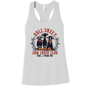 Retro Bull Sheet Cow Lover Club Funny Pumpkins Halloween Women's Racerback Tank