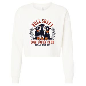 Retro Bull Sheet Cow Lover Club Funny Pumpkins Halloween Cropped Pullover Crew