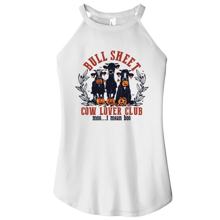 Retro Bull Sheet Cow Lover Club Funny Pumpkins Halloween Women's Perfect Tri Rocker Tank