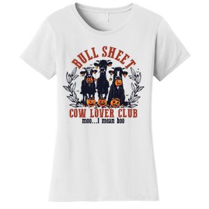 Retro Bull Sheet Cow Lover Club Funny Pumpkins Halloween Women's T-Shirt