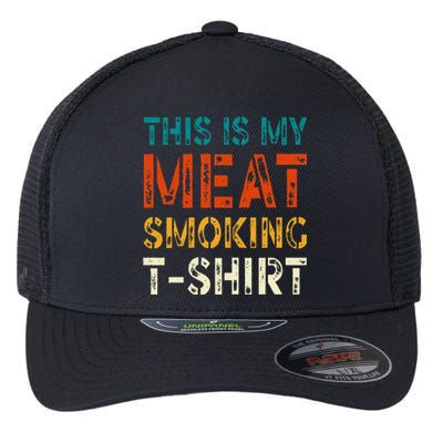 Retro Bbq Smoker Vintage Us Flag This Is My Meat Smoking Flexfit Unipanel Trucker Cap