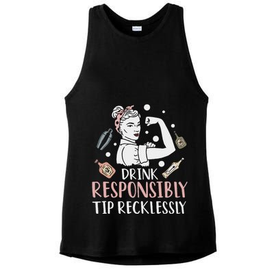 Retro Bartending Saying Mixologist Barkeeper & Bartender Ladies PosiCharge Tri-Blend Wicking Tank