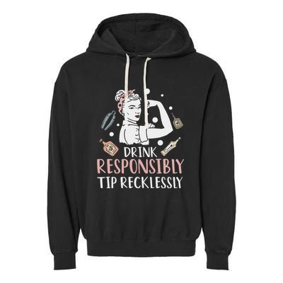 Retro Bartending Saying Mixologist Barkeeper & Bartender Garment-Dyed Fleece Hoodie