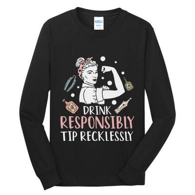 Retro Bartending Saying Mixologist Barkeeper & Bartender Tall Long Sleeve T-Shirt