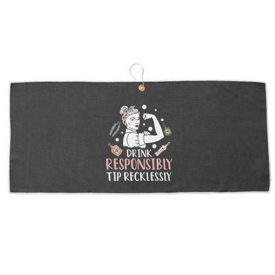 Retro Bartending Saying Mixologist Barkeeper & Bartender Large Microfiber Waffle Golf Towel
