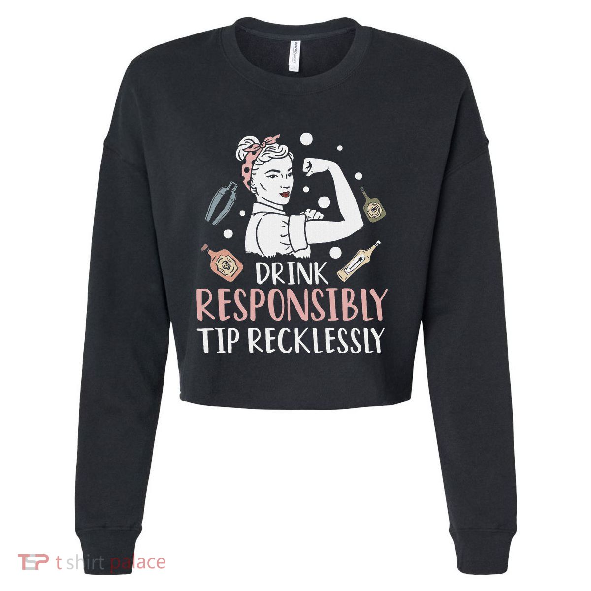 Retro Bartending Saying Mixologist Barkeeper & Bartender Cropped Pullover Crew