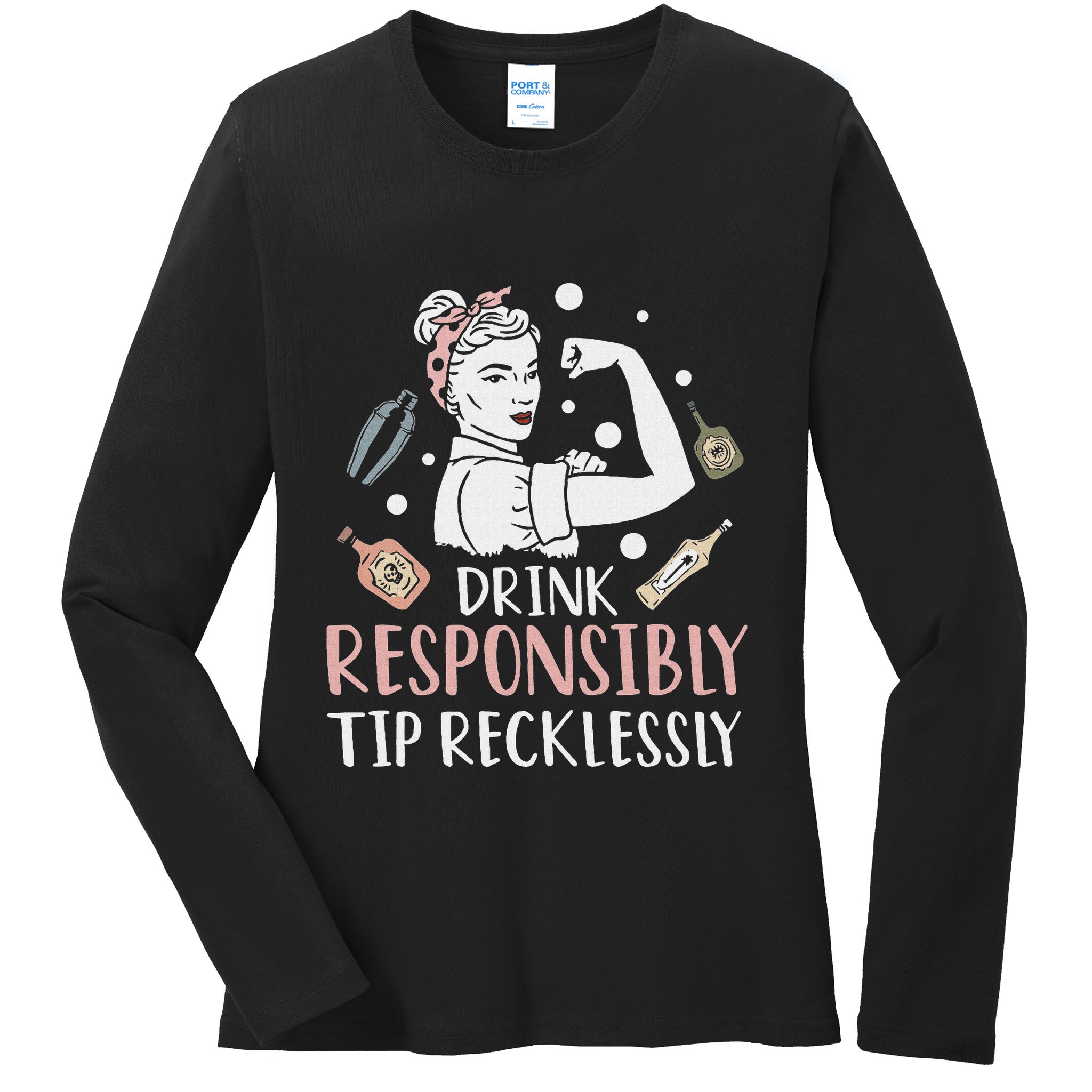 Retro Bartending Saying Mixologist Barkeeper & Bartender Ladies Long Sleeve Shirt