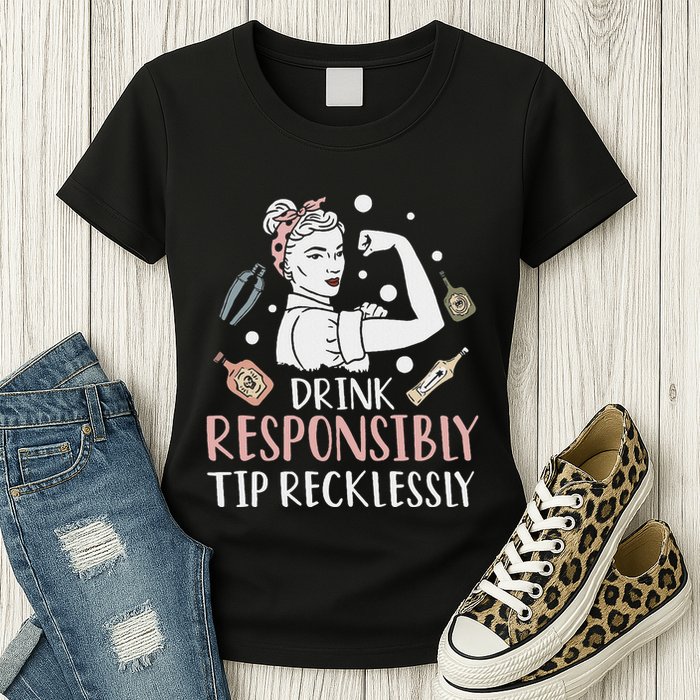 Retro Bartending Saying Mixologist Barkeeper & Bartender Womens T-Shirt