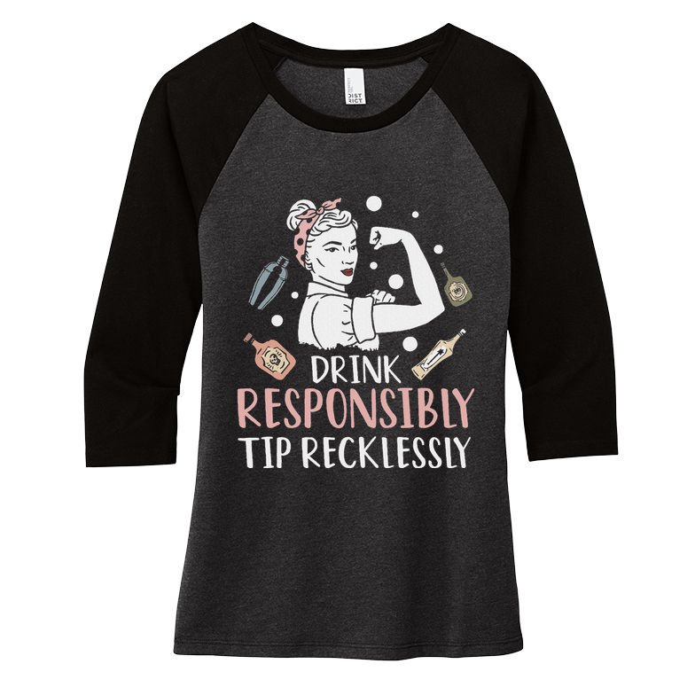 Retro Bartending Saying Mixologist Barkeeper & Bartender Women's Tri-Blend 3/4-Sleeve Raglan Shirt