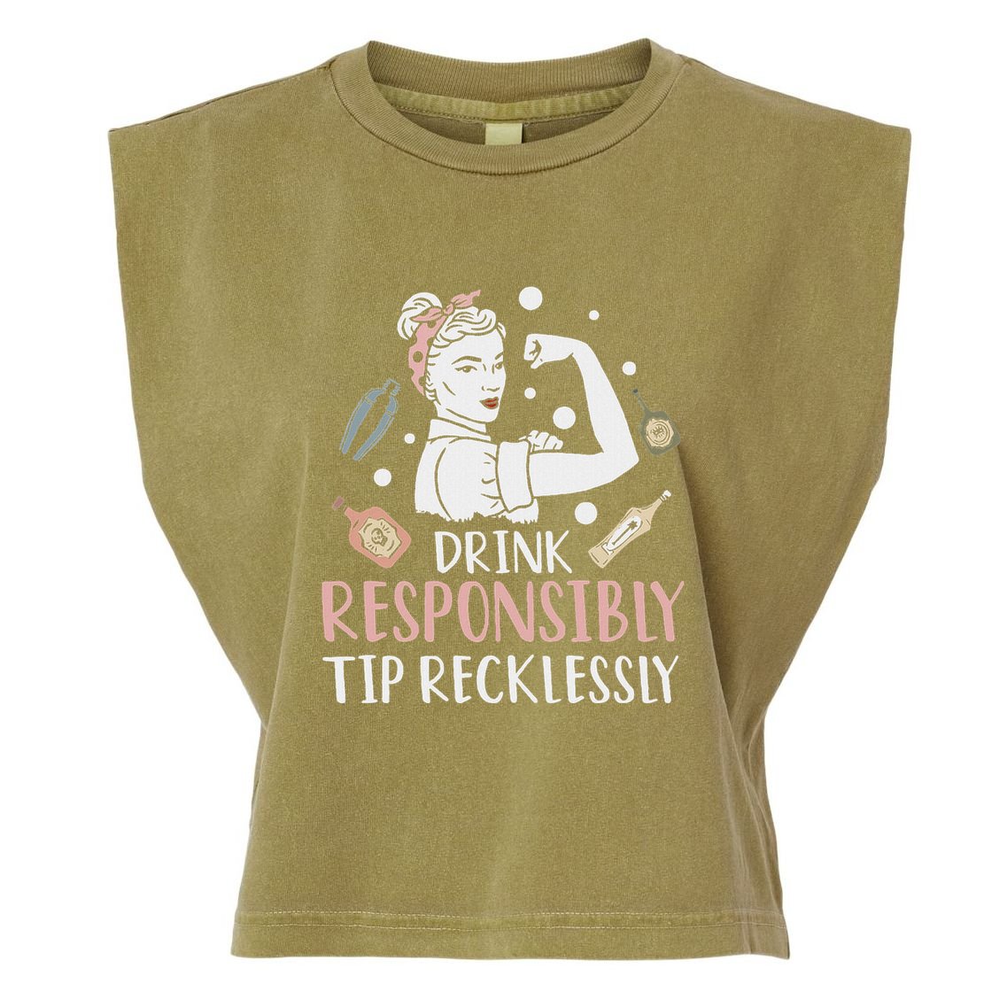 Retro Bartending Saying Mixologist Barkeeper & Bartender Garment-Dyed Women's Muscle Tee
