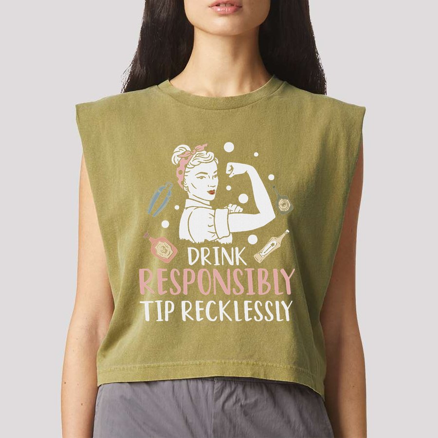 Retro Bartending Saying Mixologist Barkeeper & Bartender Garment-Dyed Women's Muscle Tee