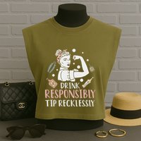 Retro Bartending Saying Mixologist Barkeeper & Bartender Garment-Dyed Women's Muscle Tee