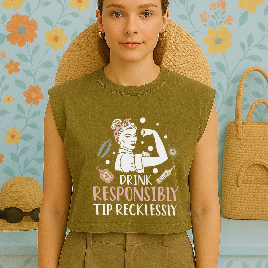 Retro Bartending Saying Mixologist Barkeeper & Bartender Garment-Dyed Women's Muscle Tee
