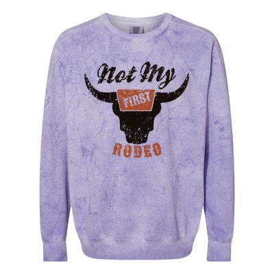 Retro Bull Skull Not My First Rodeo Western Country Cowboy Colorblast Crewneck Sweatshirt