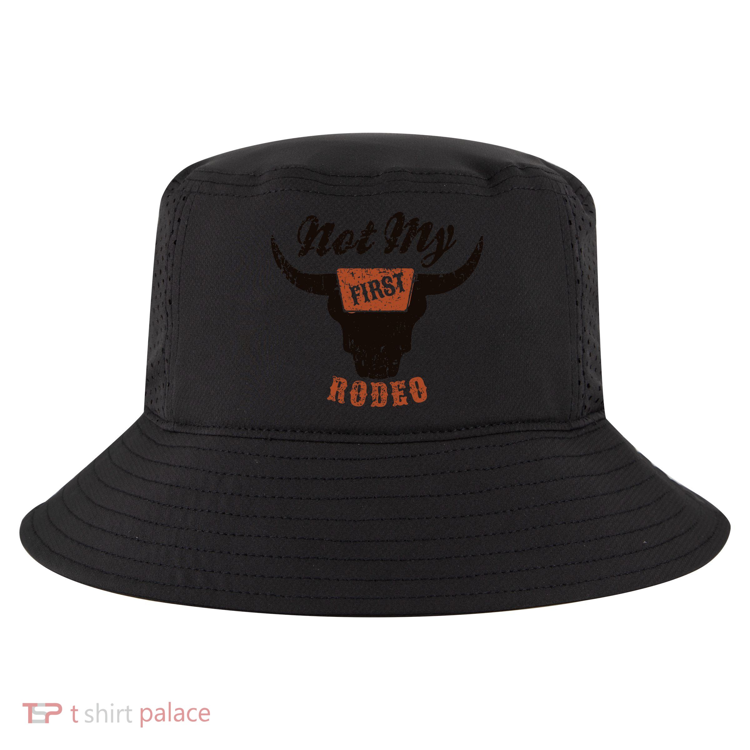 Retro Bull Skull Not My First Rodeo Western Country Cowboy Cool Comfort Performance Bucket Hat