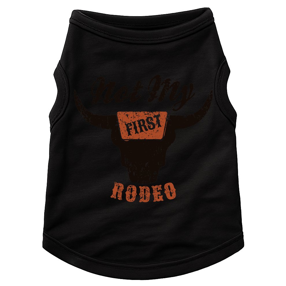 Retro Bull Skull Not My First Rodeo Western Country Cowboy Doggie Tank