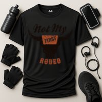 Retro Bull Skull Not My First Rodeo Western Country Cowboy Cooling Performance Crew T-Shirt