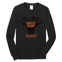 Retro Bull Skull Not My First Rodeo Western Country Cowboy Long Sleeve Shirt