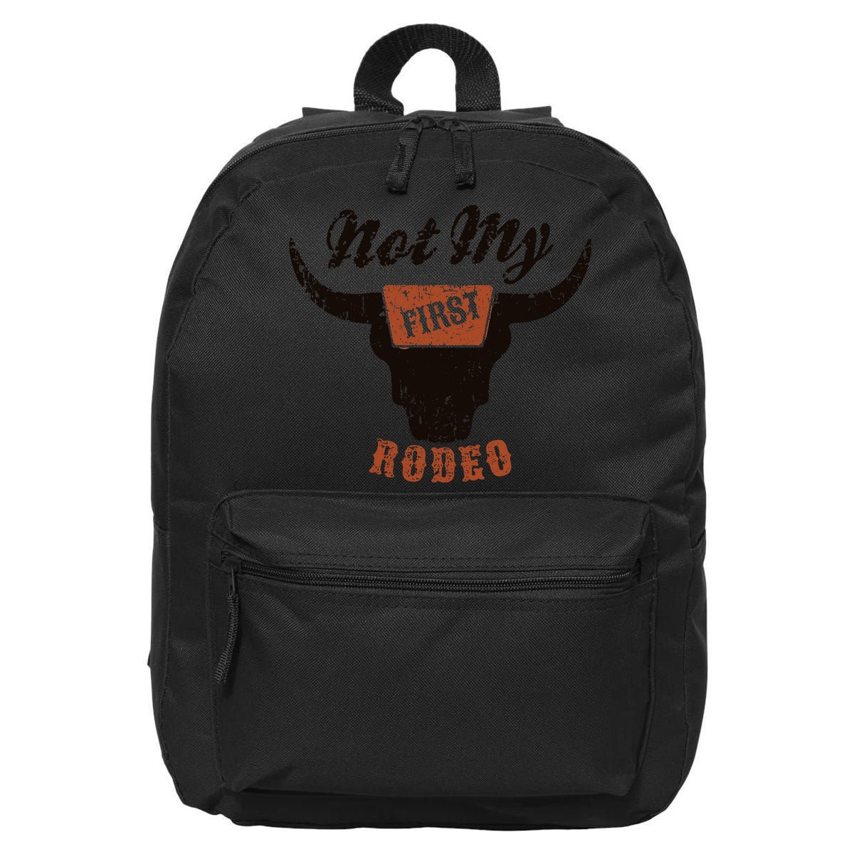 Retro Bull Skull Not My First Rodeo Western Country Cowboy 16 in Basic Backpack