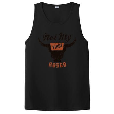 Retro Bull Skull Not My First Rodeo Western Country Cowboy PosiCharge Competitor Tank