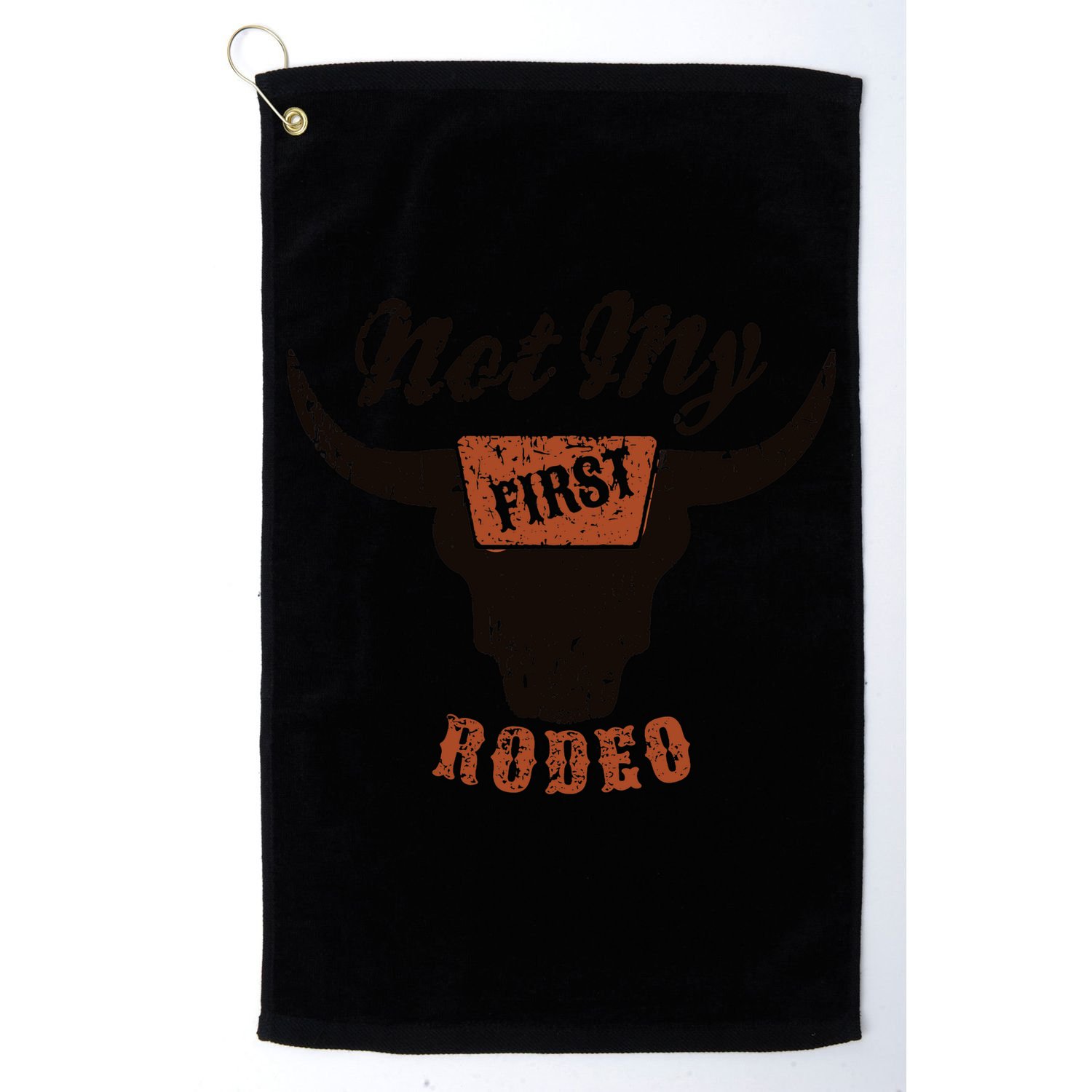 Retro Bull Skull Not My First Rodeo Western Country Cowboy Golf Towel