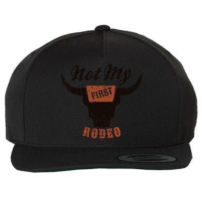 Retro Bull Skull Not My First Rodeo Western Country Cowboy Wool Snapback Cap