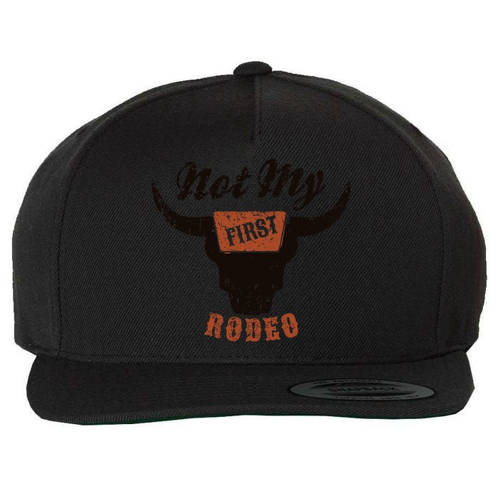 Retro Bull Skull Not My First Rodeo Western Country Cowboy Wool Snapback Cap