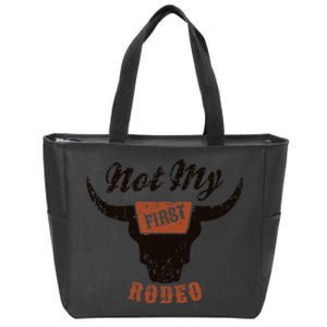 Retro Bull Skull Not My First Rodeo Western Country Cowboy Zip Tote Bag