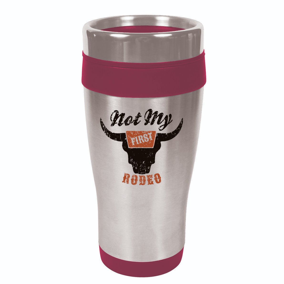 Retro Bull Skull Not My First Rodeo Western Country Cowboy 16oz Travel Tumbler