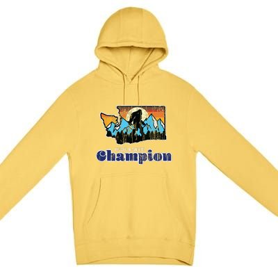 Retro Bigfoot State Of Washington Hide And Seek Champion Premium Pullover Hoodie