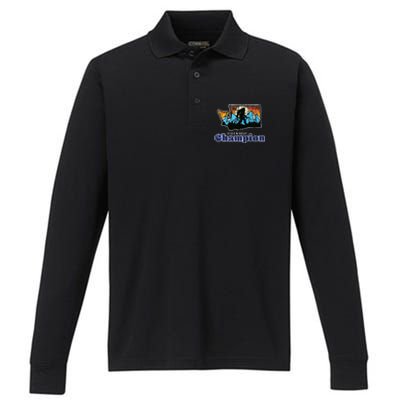 Retro Bigfoot State Of Washington Hide And Seek Champion Performance Long Sleeve Polo