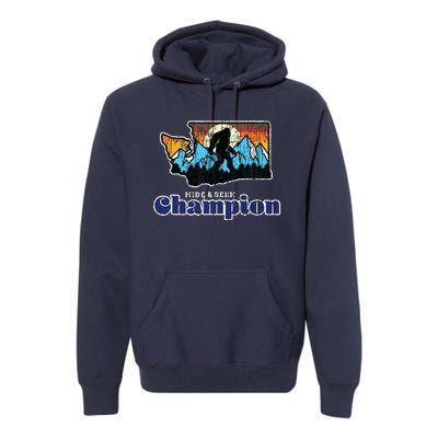 Retro Bigfoot State Of Washington Hide And Seek Champion Premium Hoodie