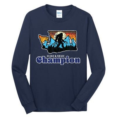 Retro Bigfoot State Of Washington Hide And Seek Champion Tall Long Sleeve T-Shirt