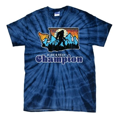 Retro Bigfoot State Of Washington Hide And Seek Champion Tie-Dye T-Shirt