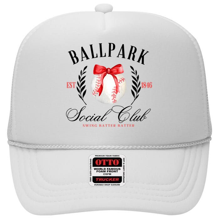 Retro Ballpark Social Club Est 1846 Baseball High Crown Mesh Back Trucker Hat