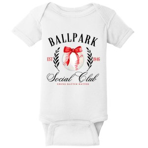 Retro Ballpark Social Club Est 1846 Baseball Baby Bodysuit