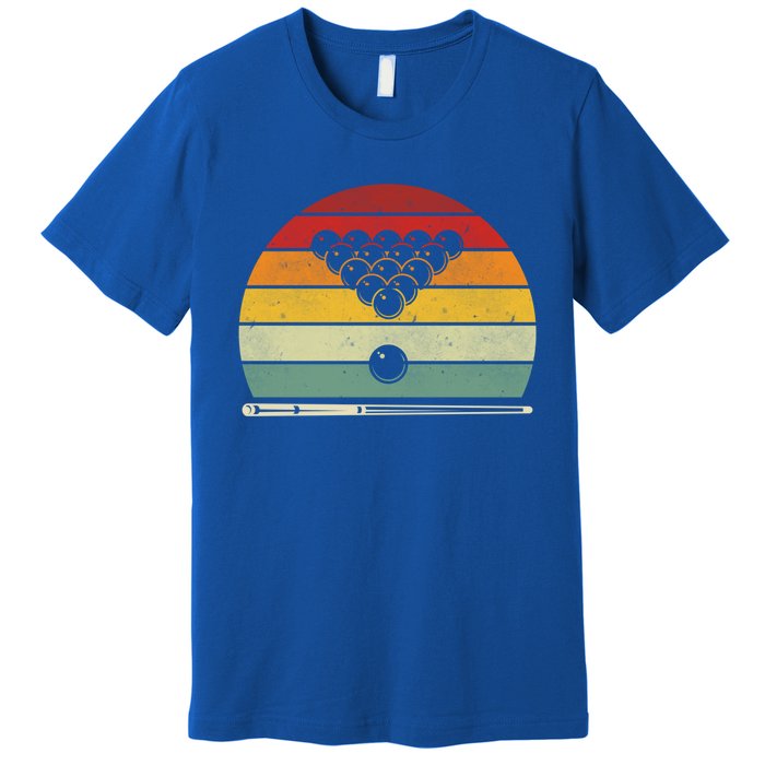 Retro Billiards Sunset Vintage Pool Hobby Sport Funny Bday Gift Premium T-Shirt