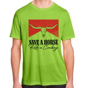 Retro Bull Skull Western Country Save A Horse Ride A Cow Gift Adult ChromaSoft Performance T-Shirt