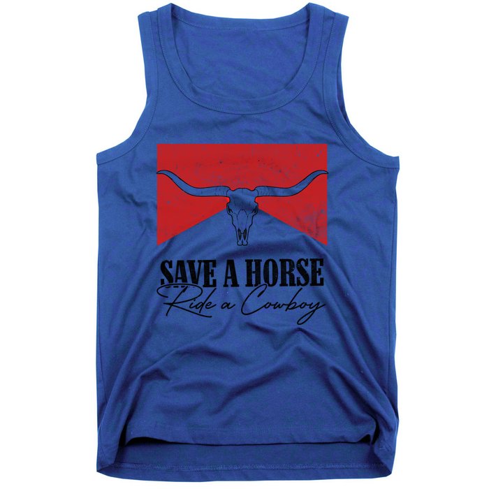 Retro Bull Skull Western Country Save A Horse Ride A Cow Gift Tank Top