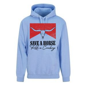 Retro Bull Skull Western Country Save A Horse Ride A Cow Gift Unisex Surf Hoodie