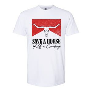 Retro Bull Skull Western Country Save A Horse Ride A Cow Gift Softstyle CVC T-Shirt